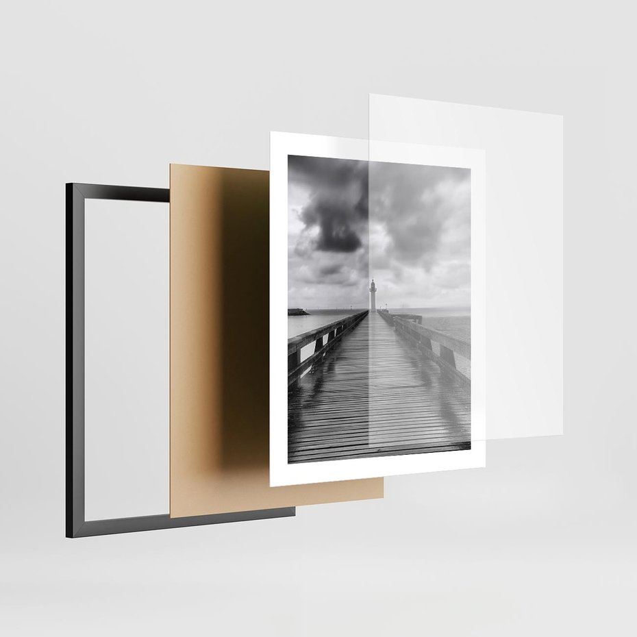 Plakat w ramie 40x50 - Romantyczny pomost z latarnią - pomost, latarnia - rama czarna