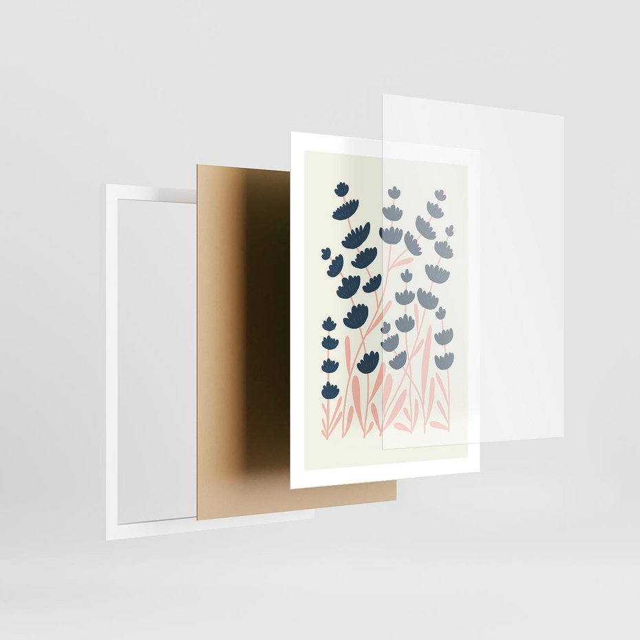 Plakat w ramie 50x70 - Migotliwe Kształty - kwiaty, rośliny - rama biała
