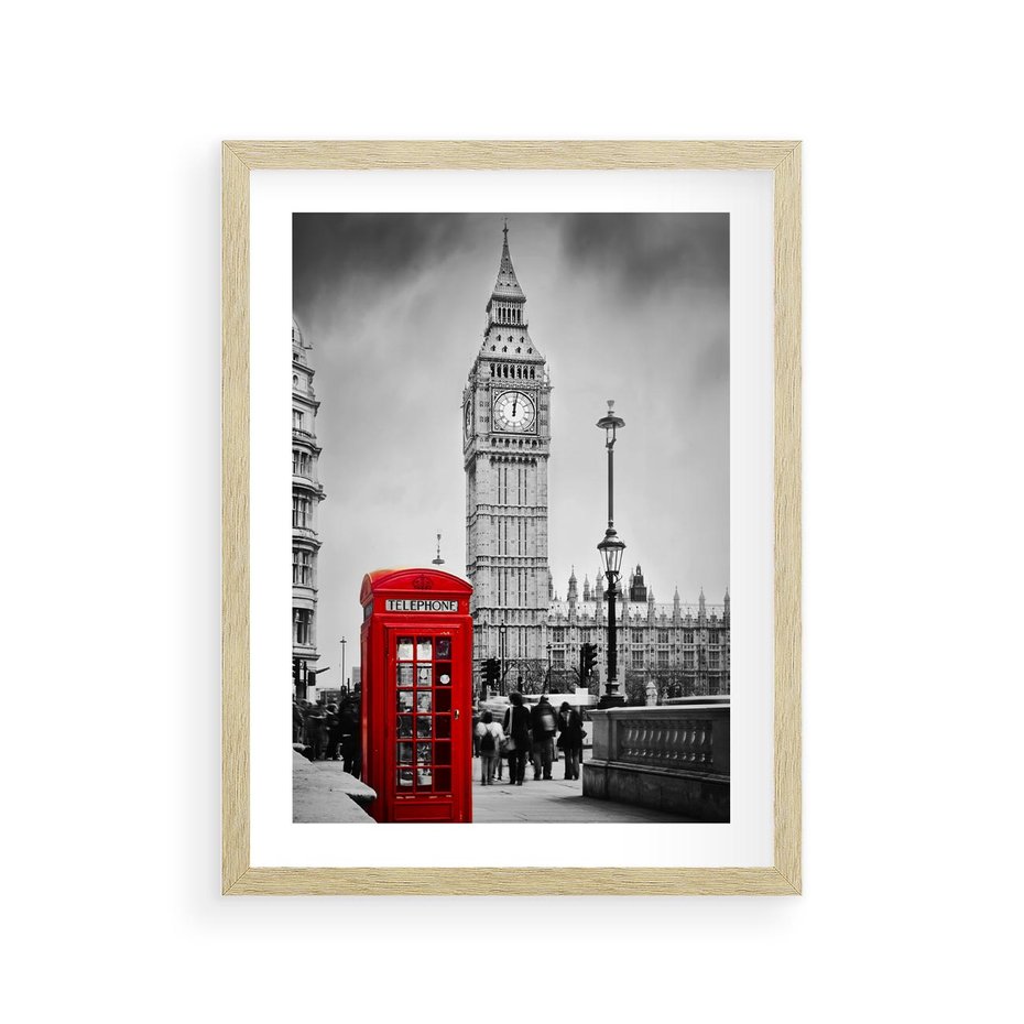 Plakat w ramie 30x40 - Ikoniczny Big Ben w Londynie - Big Ben, Londyn - rama drewno