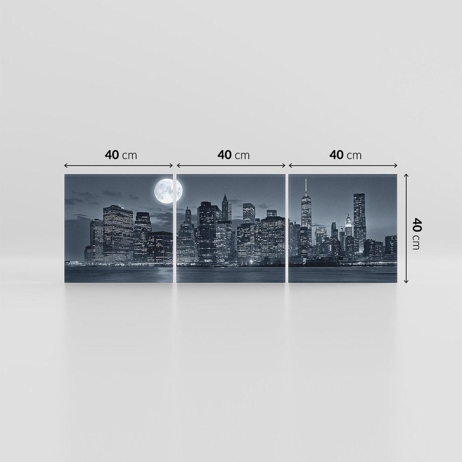 Obraz na płótnie 120x40 - Księżyc nad miastem nocą - księżyc, miasto