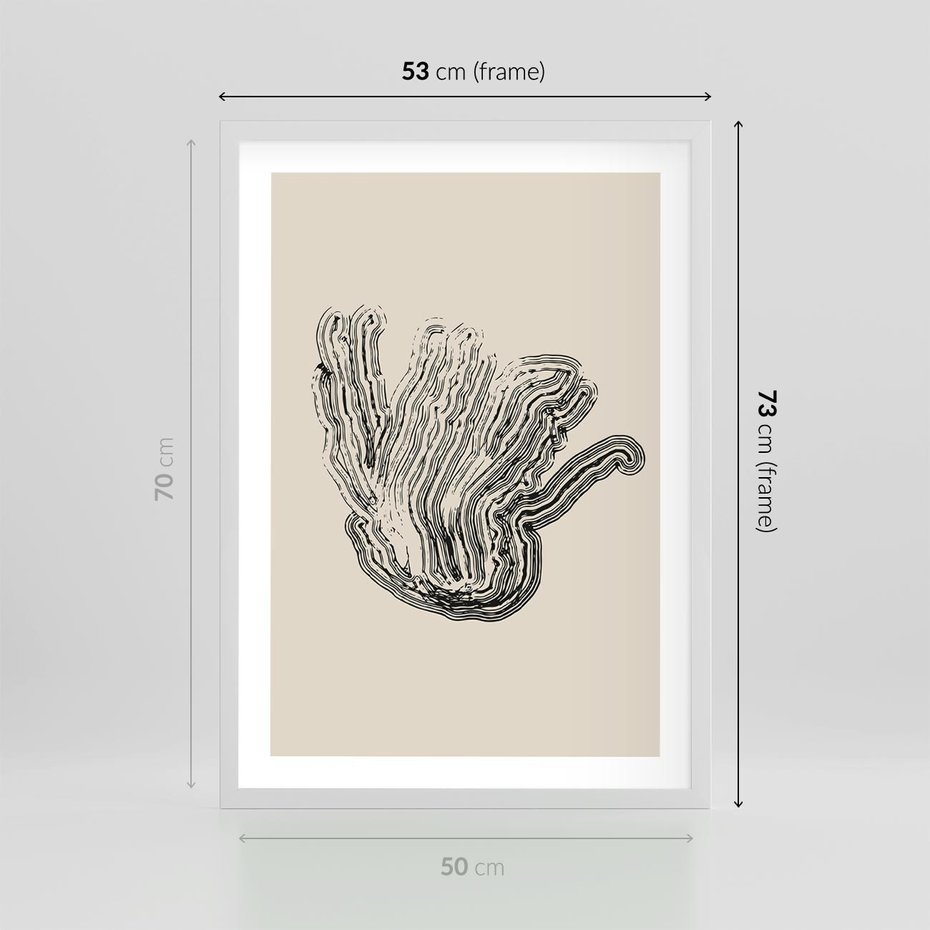 Plakat w ramie 50x70 - Abstrakcyjne Odbicie - abstrakcyjne odbicie, biało czarny - rama biała