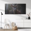 Obraz na płótnie 120x60 - Jeleń wśród lasu - jeleń, las