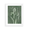Plakat w ramie 40x50 - Zielony Oddech - zielona abstrakcja, zgaszona zieleń - rama biała