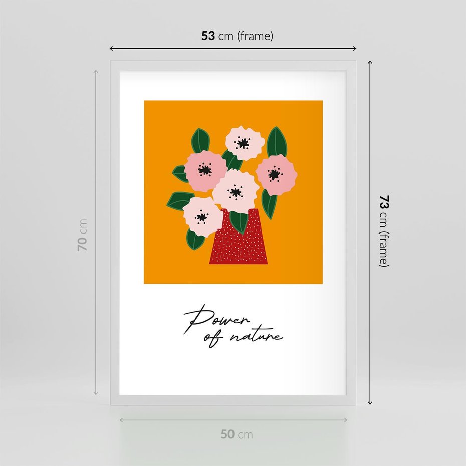 Plakat w ramie 50x70 - Abstrakcyjna Kreska - kwiaty w wazonie, abstrakcja - rama biała