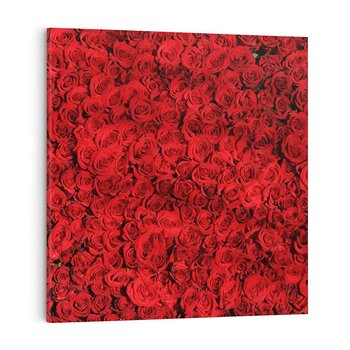 Obraz na płótnie 50x50 - Czerwona Pasja - czerwone, róże