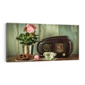 Obraz na płótnie 140x70 - Retro Radio z Kwiatami - Harmonia Nostalgii - retro, radio