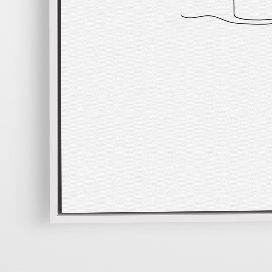 Obraz w ramie 80x120 - Tajemnicza Harmonia - sztuka one line, monstera - rama biała