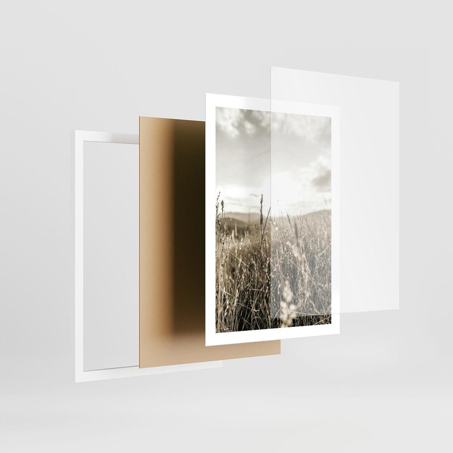 Plakat w ramie 50x70 - Łąka w Klimacie Sepii - suche trawy, łąka - rama biała