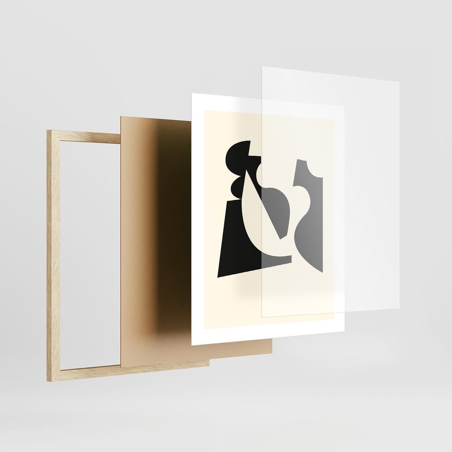 Plakat w ramie 40x50 - Tajemnicze Spektrum - abstrakcyjne kształty, geometria - rama drewno