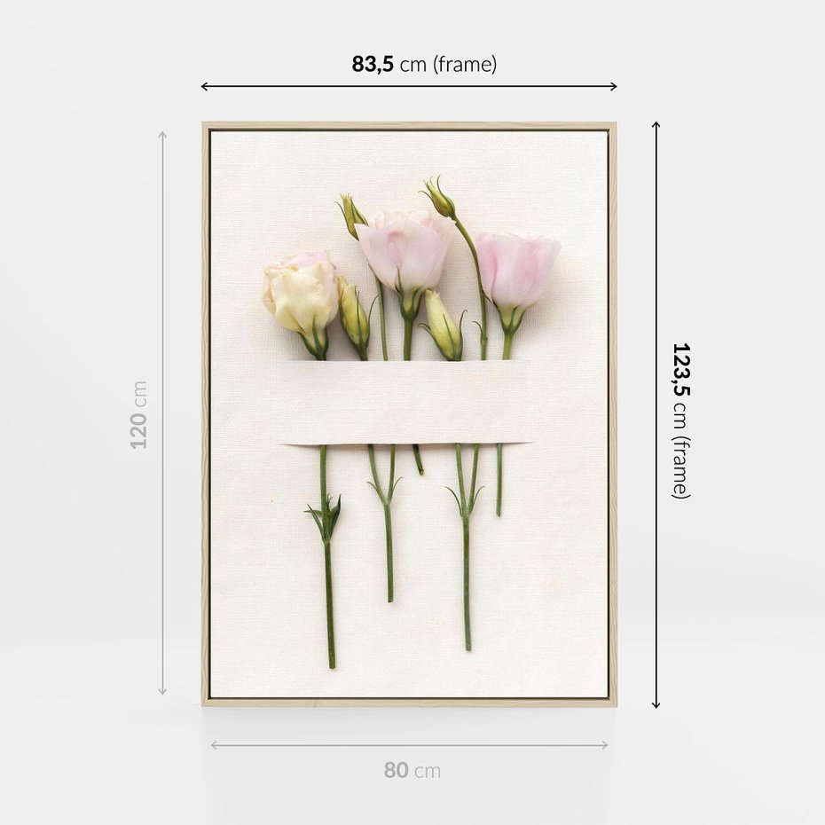 Obraz w ramie 80x120 - Białe kwiatowe uniesienia - białe, kwiaty - rama drewno