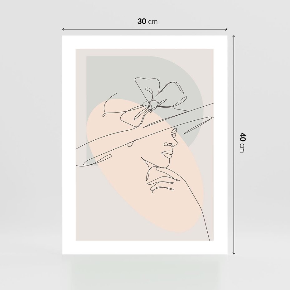 Plakat bez ramy 30x40 - Twarz Kobiety w Pastelach - minimalistyczna grafika, pastelowe tłó