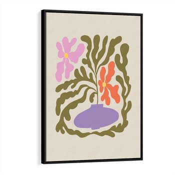 Obraz w ramie 50x70 - Kolorowe Echa - kwiaty, abstrakcja - rama czarna