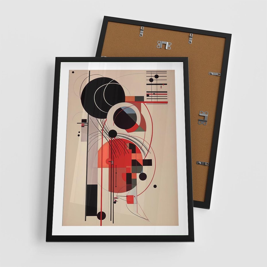 Plakat w ramie 50x70 - Rozbijające Granice Dźwięku - modernistyczny obraz, styl bauhaus - rama czarna