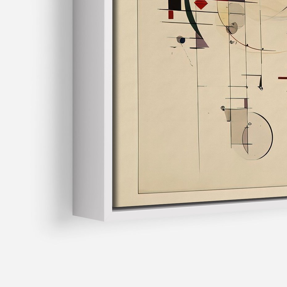 Obraz w ramie 70x100 - Impulsy Wydobyte z Cienia - abstrakcyjna geometryczna kompozycja, koła linie - rama biała