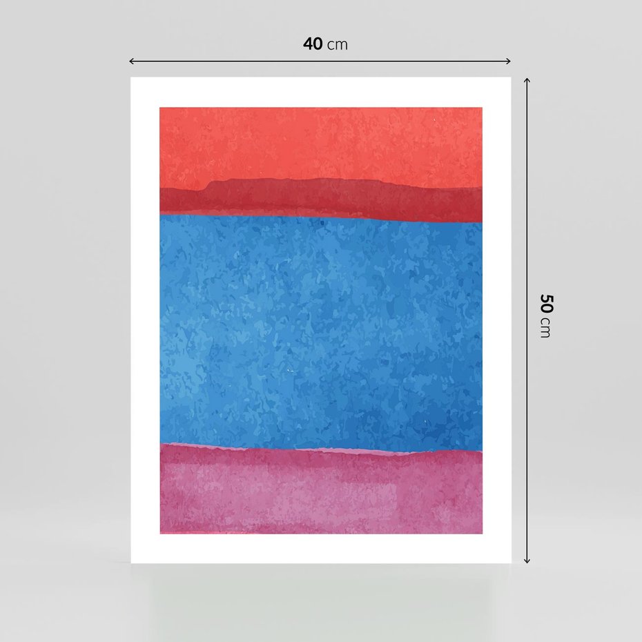 Plakat bez ramy 40x50 - Migocące Formy - kolorowe akwarelowe pasy, odcienie czerwień