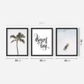 Zestaw obrazy w ramie 50x70 galeria - Cytat, motywacja, plaża, palma - rama czarna