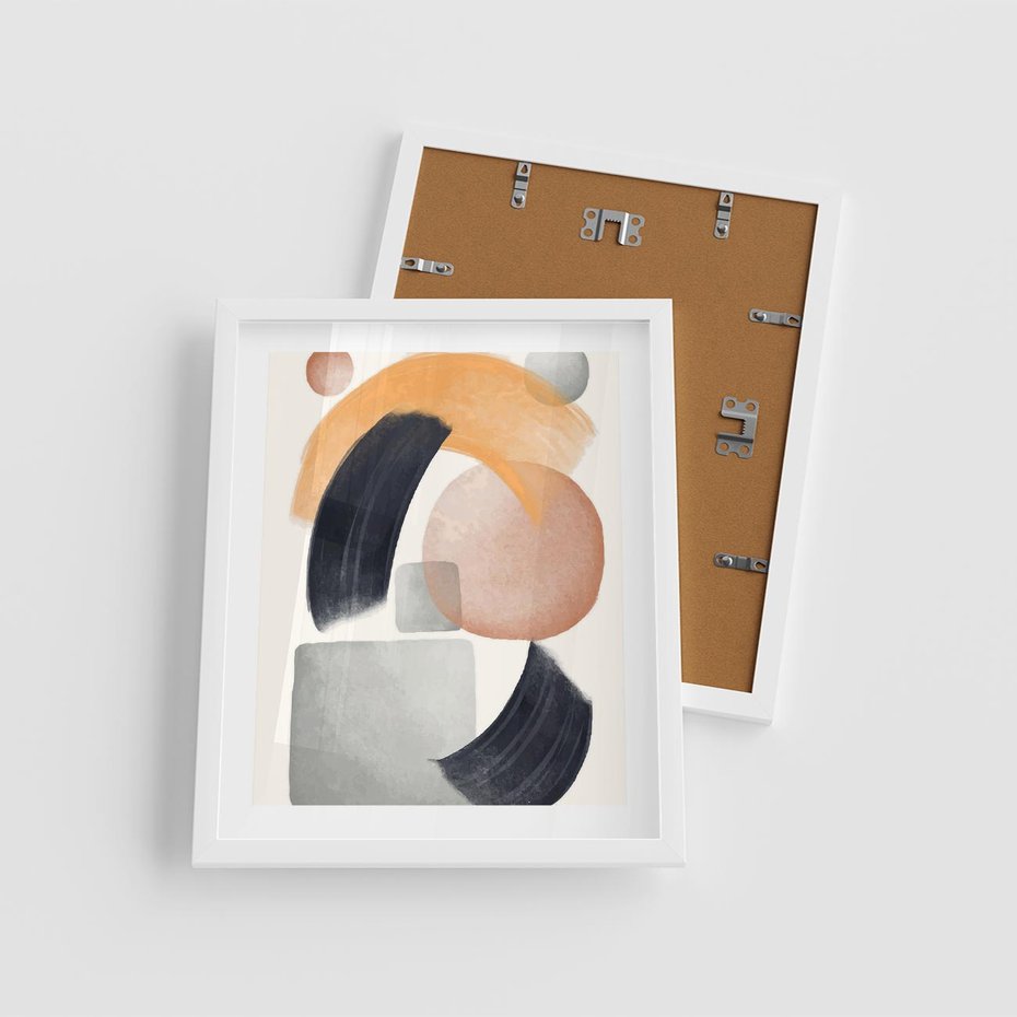 Plakat w ramie 40x50 - Graficzna Kreatywność - abstrakcyjna grafika, plamy - rama biała