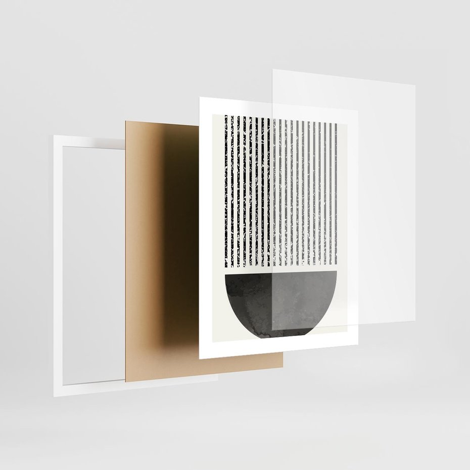 Plakat w ramie 40x50 - Taniec Impulsów - abstrakcyjne czarno białe formy, minimalizm - rama biała