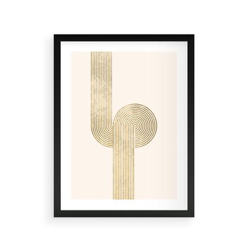 Plakat w ramie 40x50 - Podróżne Kształty - geometryczne linie w złotym kolorze, minimalizm - rama czarna