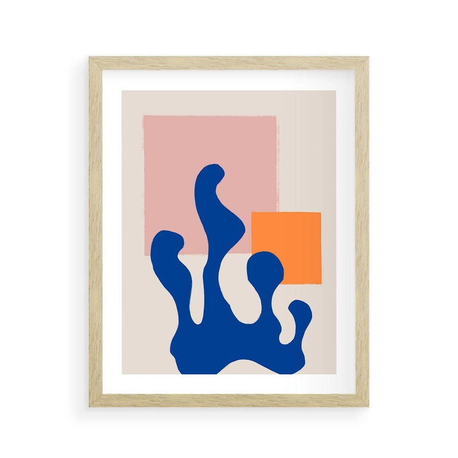 Plakat w ramie 40x50 - Bezgraniczna Galeria Plam - abstrakcja, nowoczesny plakat - rama drewno