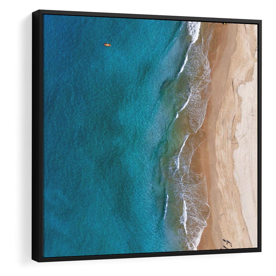 Obraz w ramie 50x50 - Spokój nad morzem - morze, plaża - rama czarna