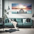 Obraz na płótnie 120x60 - Złote zachody słońca - jezioro, molo