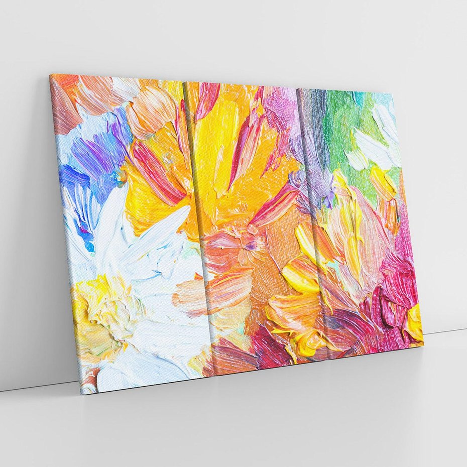 Obraz na płótnie 120x80 - Kwiatowe Harmonie - zbliżenie na obraz olejny, gruba warstwa farby