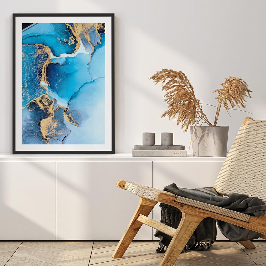 Plakat bez ramy 40x50 - Elegancja i Wyrafinowanie - marmur, złoto