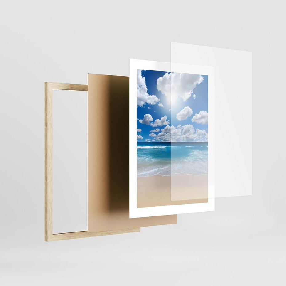 Plakat w ramie 30x40 - Wakacyjna plaża - plaża, wakacje - rama drewno