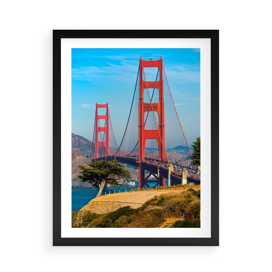 Plakat w ramie 50x70 - W krainie amerykańskich mostów - most, USA - rama czarna