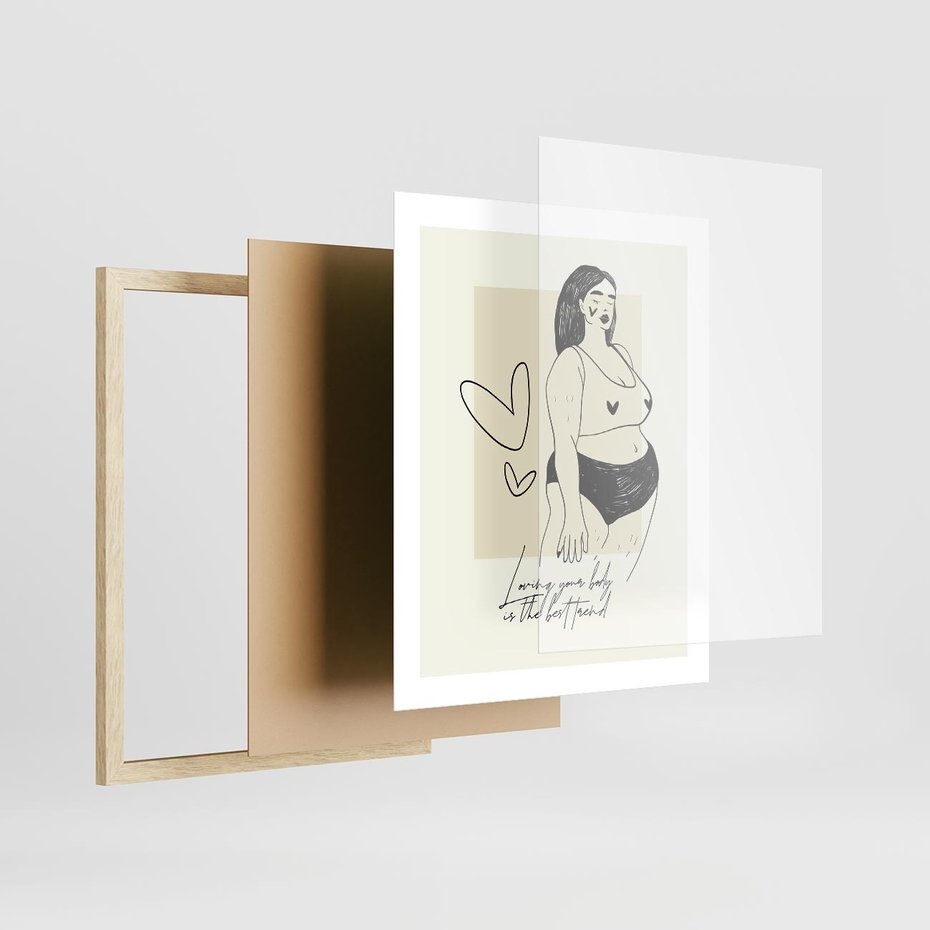 Plakat w ramie 40x50 - Moc to Ona - rysunek, sztuka nowoczesna - rama drewno