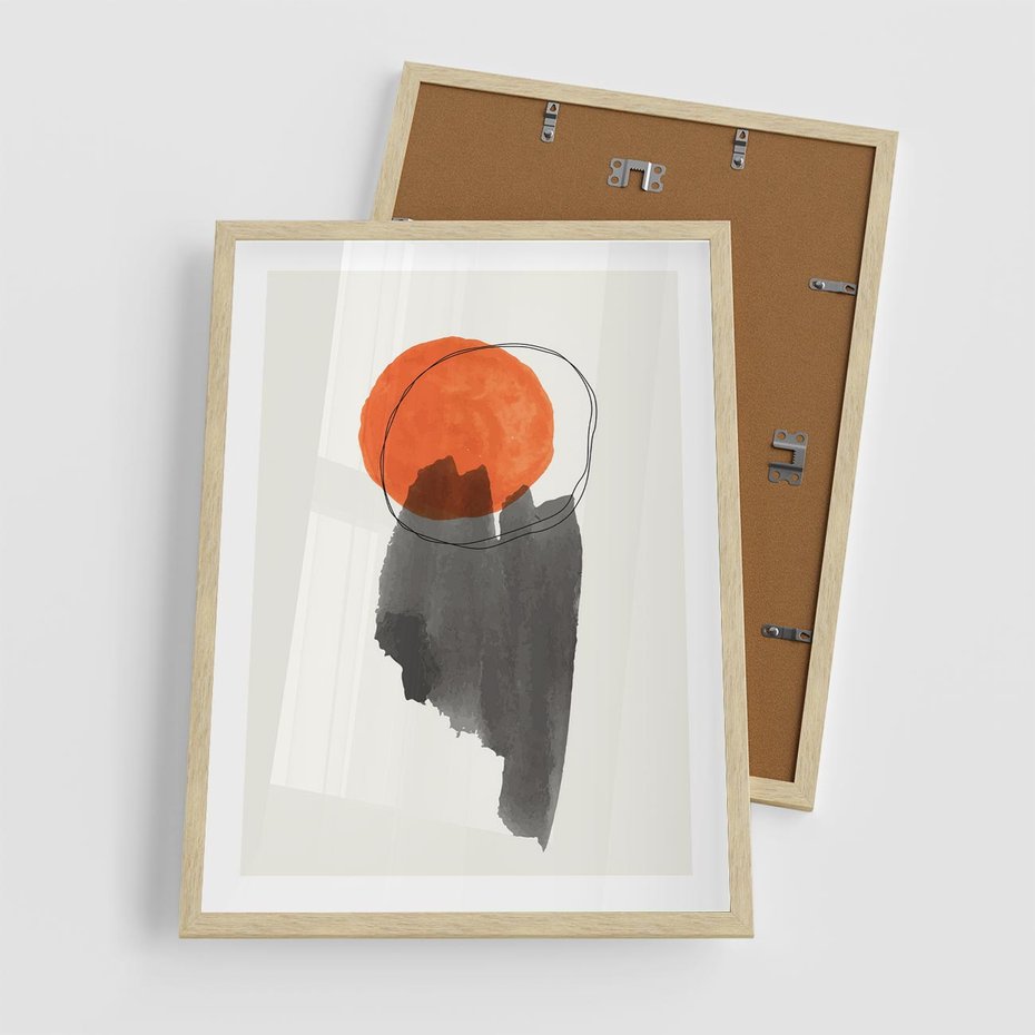 Plakat w ramie 50x70 - Księga Form - abstrakcyjne nieregularne plamy, czarny - rama drewno