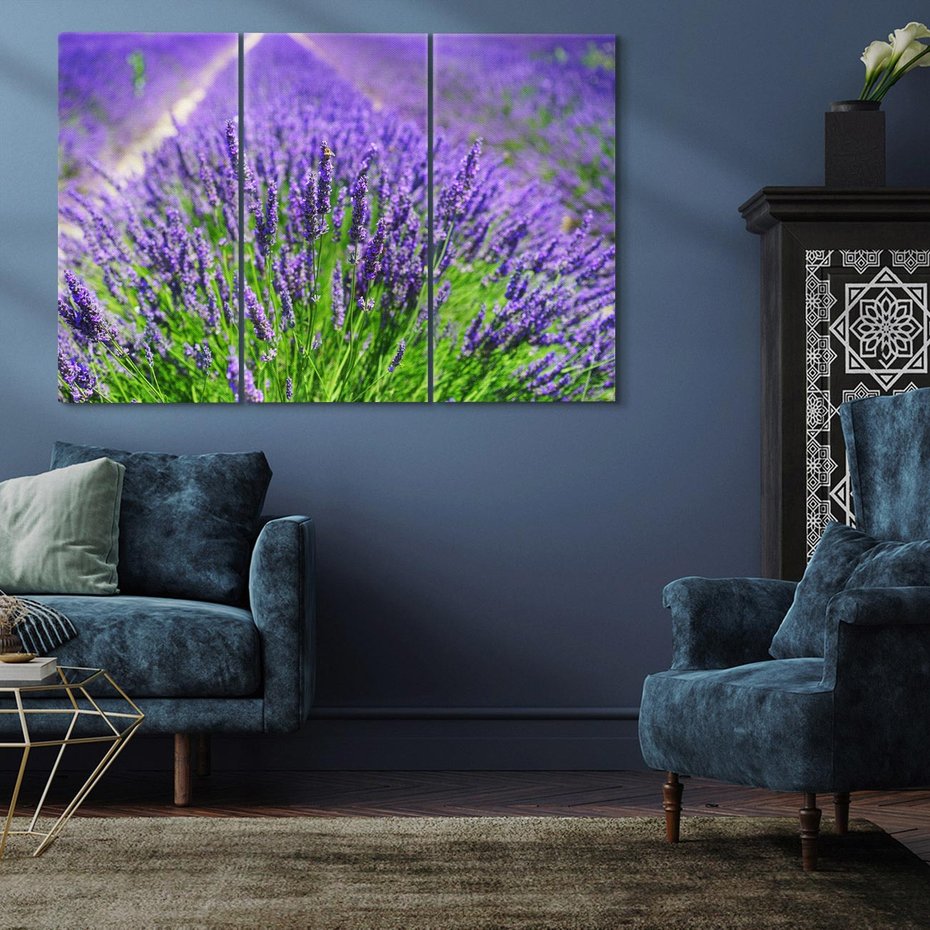 Obraz na płótnie 120x80 - Lawendowe pola piękno natury - lawenda, kwiaty