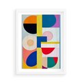 Plakat w ramie 50x70 - Harmonia Kolorowych Impulsów - abstrakcyjne geometryczne kształty, olejny obraz - rama biała