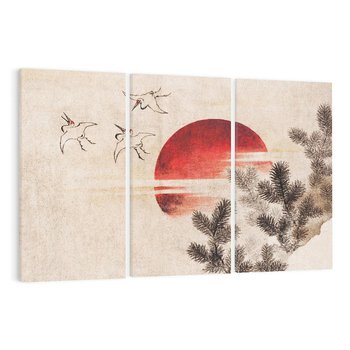 Obraz na płótnie 120x80 - "Birds and sunset" Katsushiki Hokusai - Reprodukcja - reprodukcja, obraz na płótnie