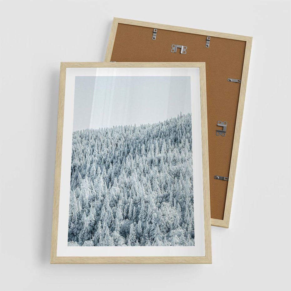 Plakat w ramie 50x70 - Cicha Zima - las, zima - rama drewno