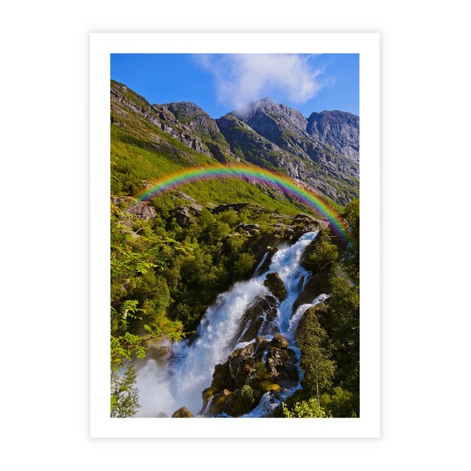 Plakat bez ramy 21x30 - Tęczowe góry - harmonia kolorów - tęcza, góry