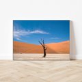 Obraz w ramie 70x50 - Słońce i Suche Drzewo - pustynia, suche - rama biała