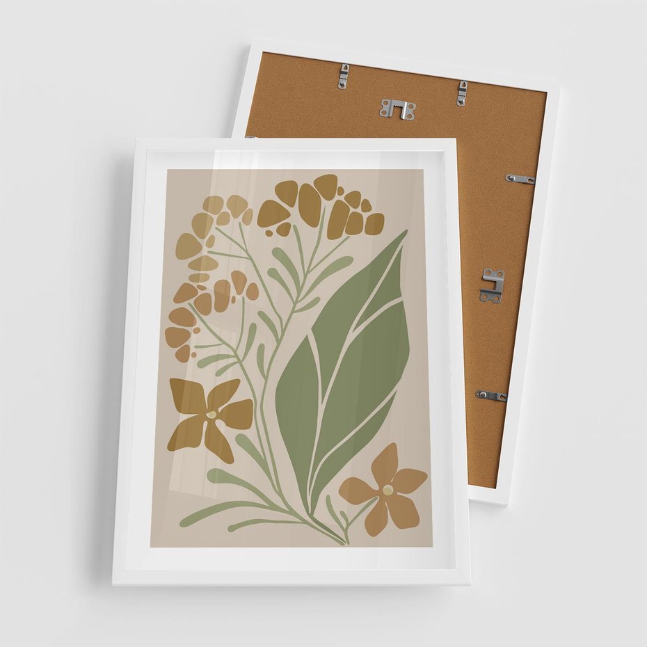 Plakat w ramie 50x70 - Subtelność Utajona - nowoczesny plakat, roślinność - rama biała