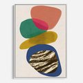 Obraz w ramie 70x100 - Kolorowe Przenikanie Kształtów - abstrakcyjne formy, obraz olejny - rama biała