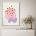 Plakat w ramie 40x50 - Migoczące Pastelowe Kształty - akwarela, minimalizm - rama drewno
