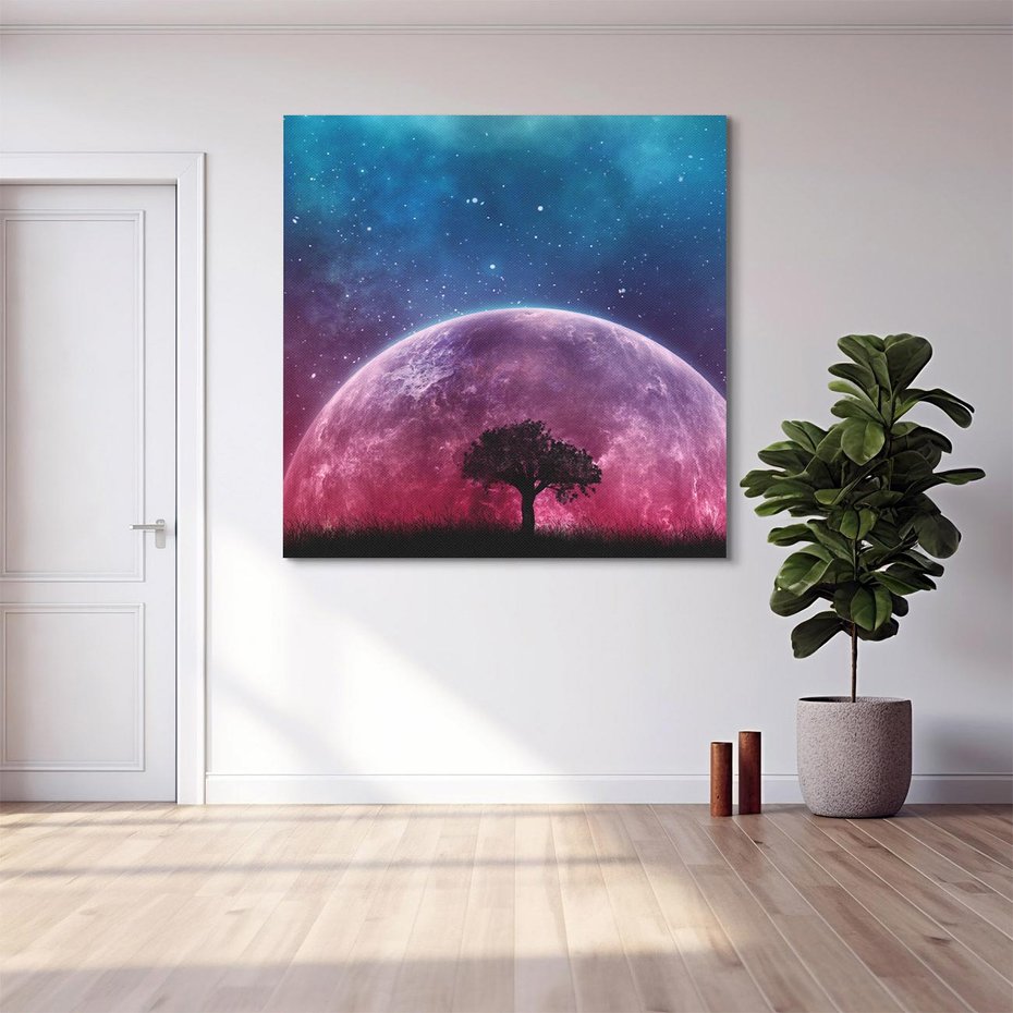 Obraz na płótnie 40x40 - Tajemnicza obecność kosmosu - księżyc, kosmos