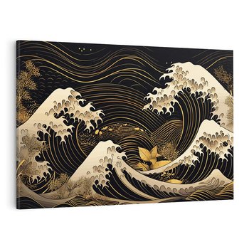 Obraz na płótnie 120x80 - Złote Piękno - ciemny obraz, fala morska