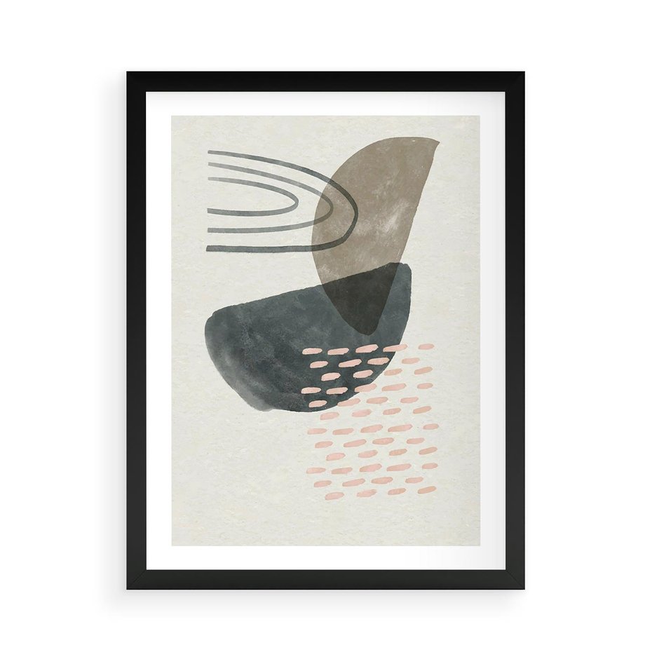 Plakat w ramie 50x70 - Geometria w Beżowych Odcieniach - abstrakcja, geometria - rama czarna