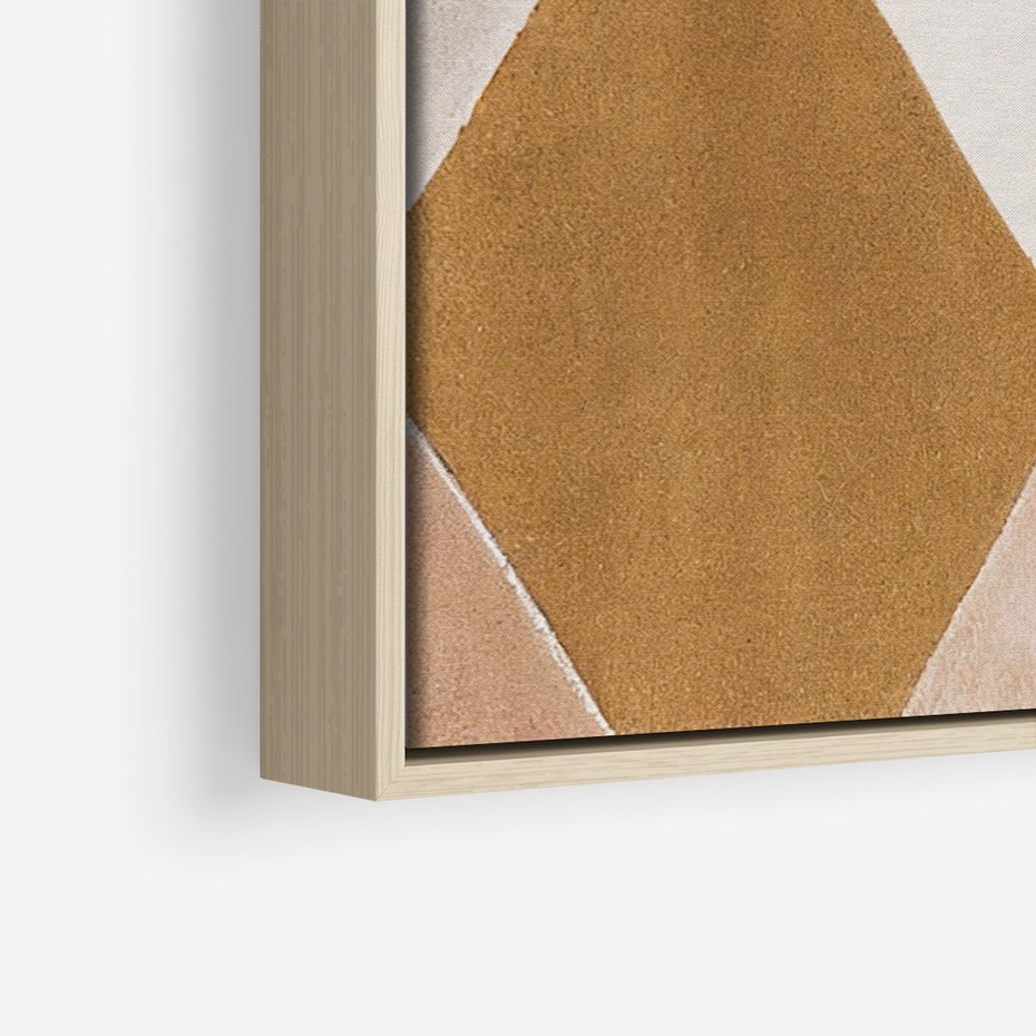 Obraz w ramie 50x70 - Odblaski niespełnionych marzeń - kompozycja z trójkątów, mix kolorów ziemi - rama drewno