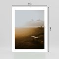 Plakat bez ramy 40x50 - Mglisty zachód słońca na ławeczce - mgła, zachód