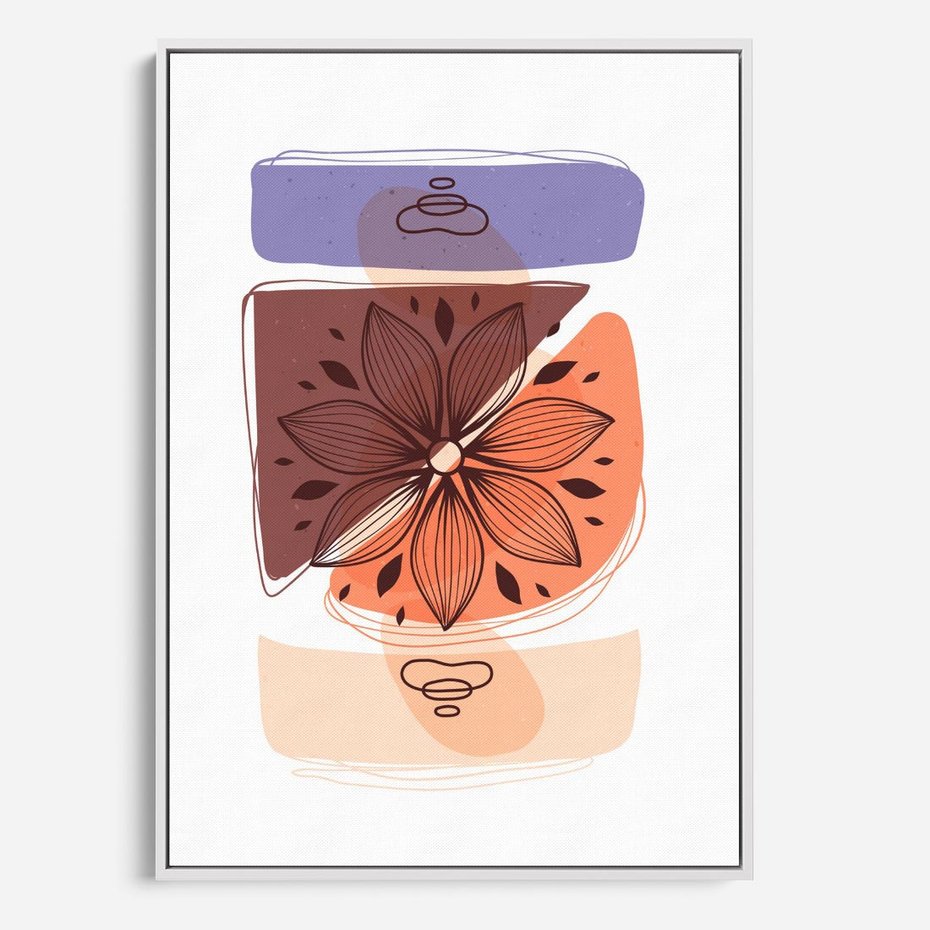 Obraz w ramie 80x120 - Kwiatowa Oaza - abstrakcyjna sztuka, plamy - rama biała