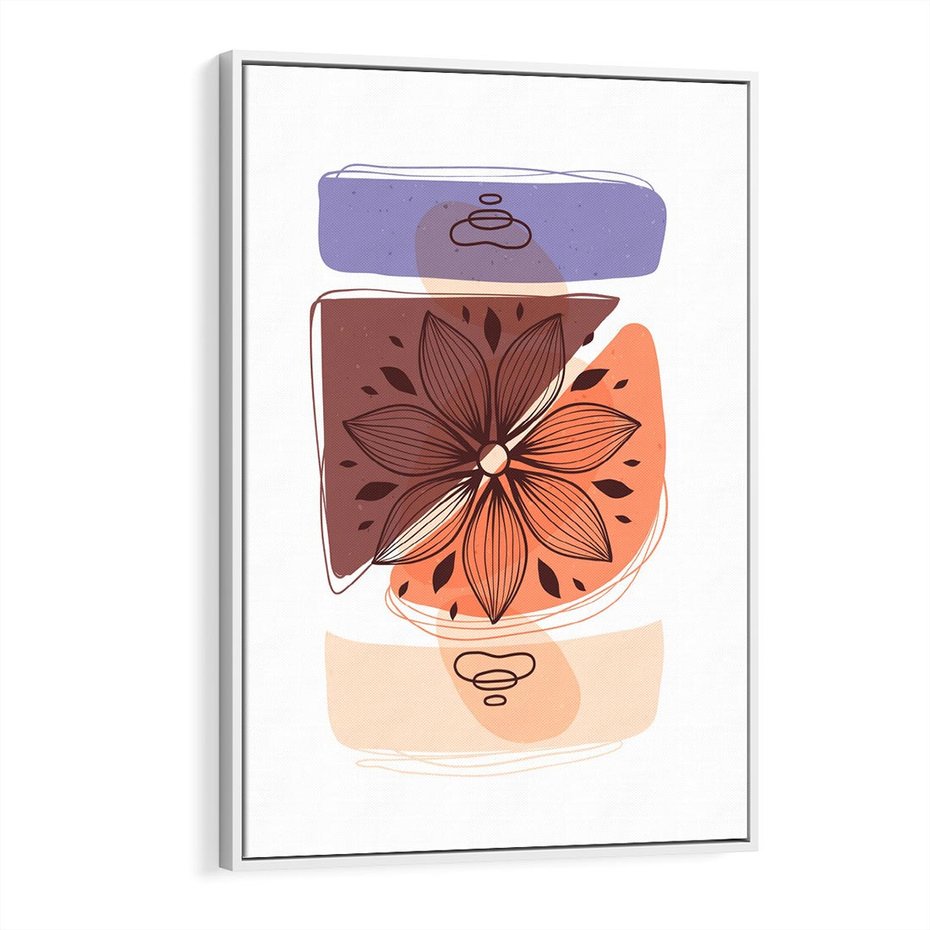 Obraz w ramie 50x70 - Kwiatowa Oaza - abstrakcyjna sztuka, plamy - rama biała