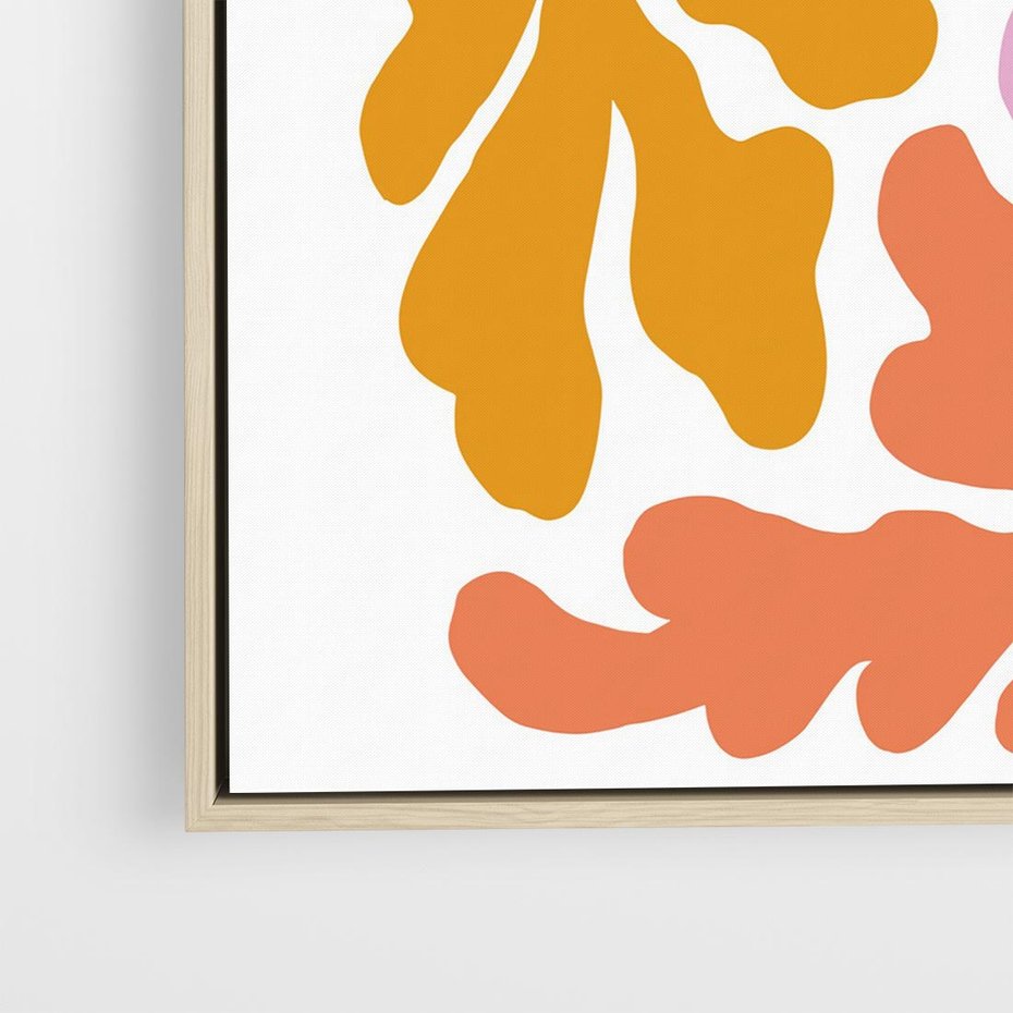 Obraz w ramie 80x80 - Rozbijające Refleksje - abstrakcyjne kolorowe kwiaty, minimlizm - rama drewno