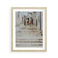Plakat w ramie 40x50 - Schody we Włoskim Miasteczku - schody, śródziemnomorskie miasteczko - rama drewno
